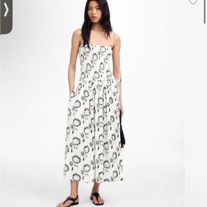 Madewell Cream and Black Patterned Midi Dress